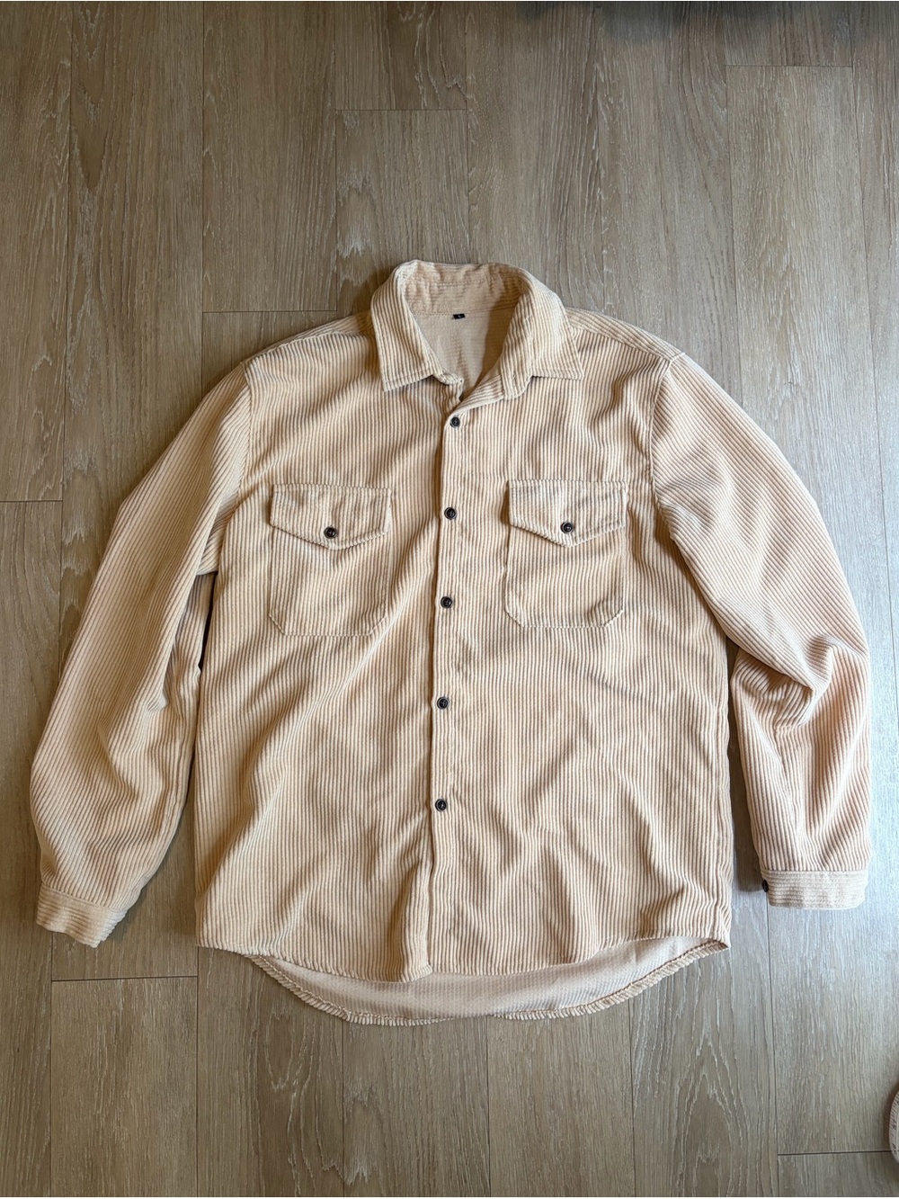 Tan 100% Cotton Corduroy Button-Up Shacket